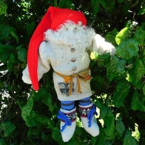 Scandinavian Tonttu Wood Elf Plustinn Norway Handmade Plush Perkio Doll Vintage